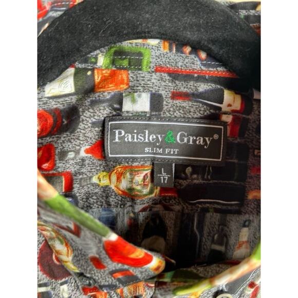 Paisley & Gray Slim Fit Men's Funky Shirt Long Sleeve Wine Print Size Large NEW - Picture 10 of 11